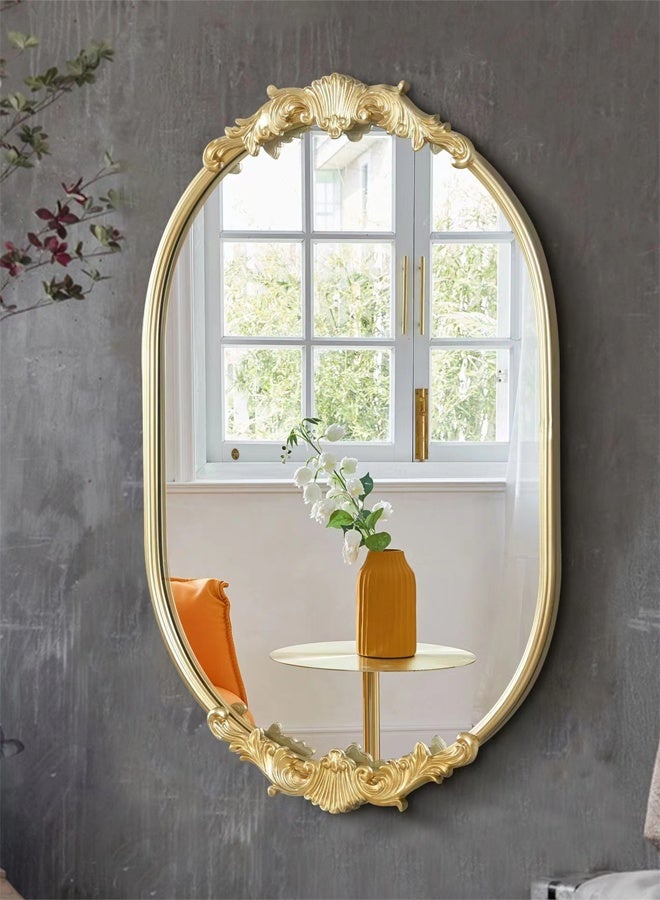 Kutis Metal Oval Mirrors Decorative Wall Mirror With Metal Frame For Bedroom Bathroom Metal Glass 64 X 40 cm